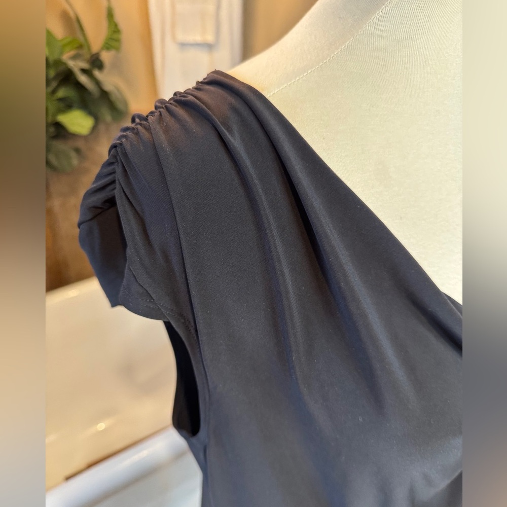 Draped Cowl Neck Women's Blouse - Black - Picture 2 of 8